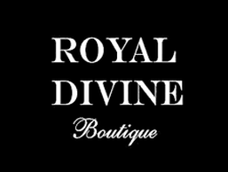 Sign that says Royal Divine Boutique in white font on a black background for a clothing store in Grange Hill East, Guelph, Ontario