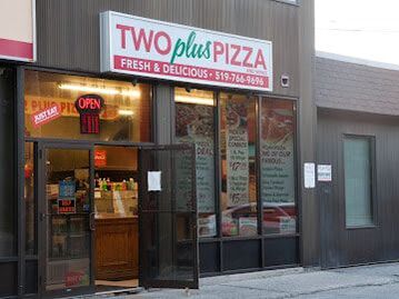 Exterior of a pizza place in Exhibition Park, Guelph, Ontario
